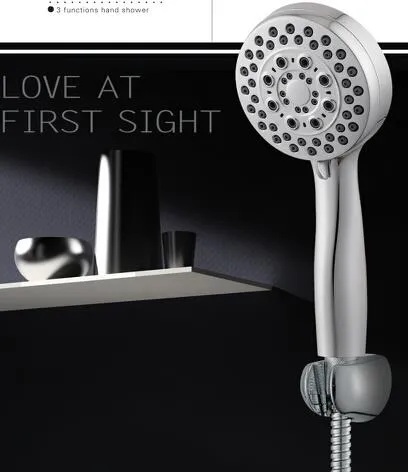 Augstspiediena 5 iestatījumu rokas dušas galvas iestatīt W / ieslēgšana un izslēgšana pauzes režīmā nerūsējošā tērauda caurulīte regulējams dušas Mount